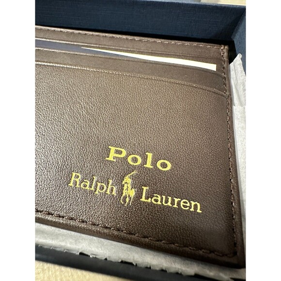 NIB POLO RALPH LAUREN Men's  Leather Card Case SMOOTH LEATHER BROWN - Picture 13 of 13